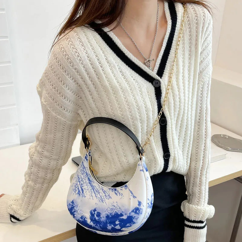 Small Canvas Armpit Bag with Short Handle Women Handbag