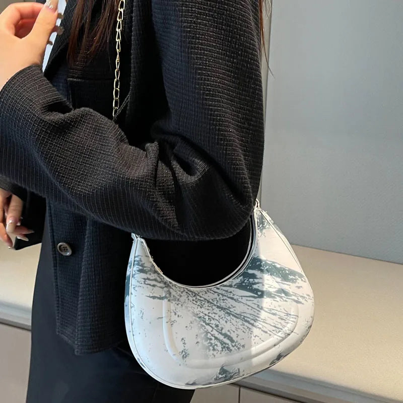 Small Canvas Armpit Bag with Short Handle Women Handbag