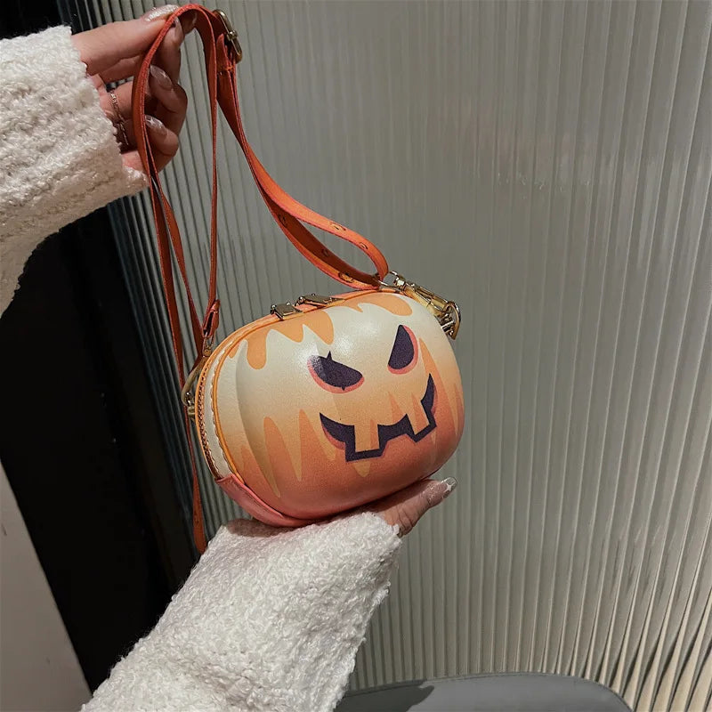 Funny Pumpkin Small Shoulder Bag Halloween Personalized Crossbody Bag