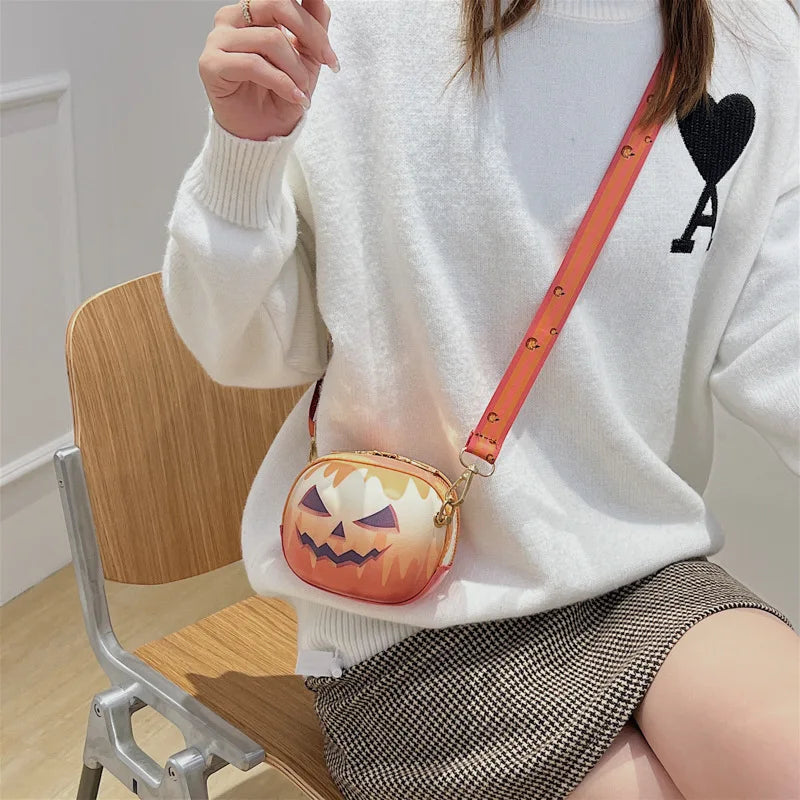 Funny Pumpkin Small Shoulder Bag Halloween Personalized Crossbody Bag