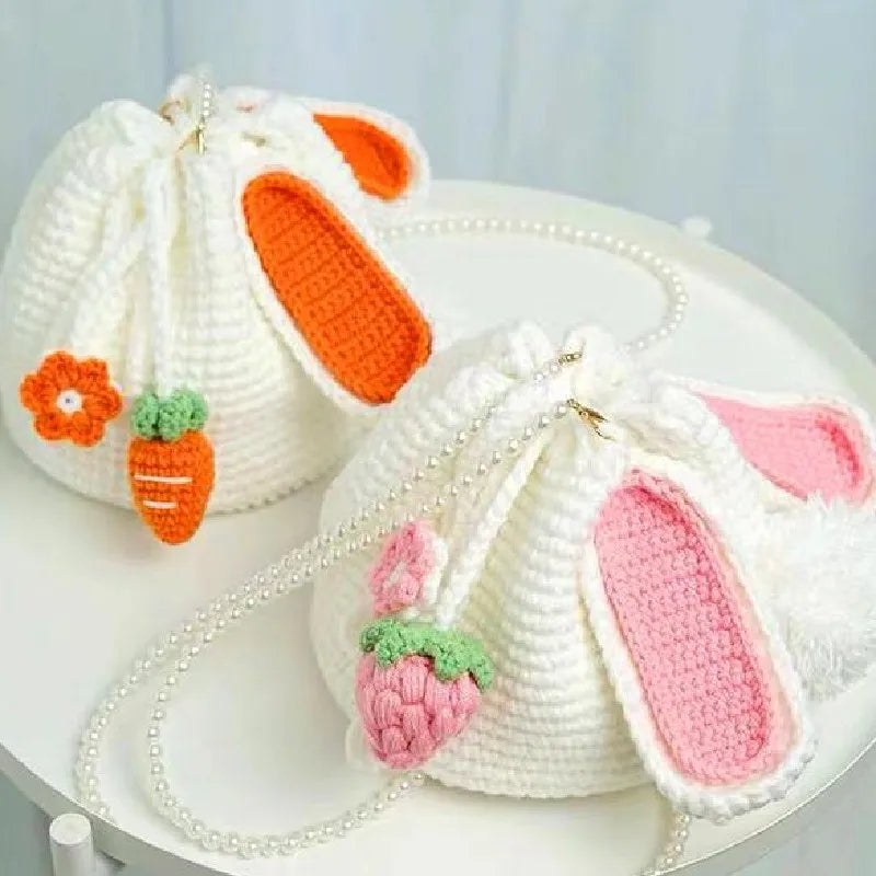 Hand woven rabbit bag carrot Bucket Bag Messenger Bag