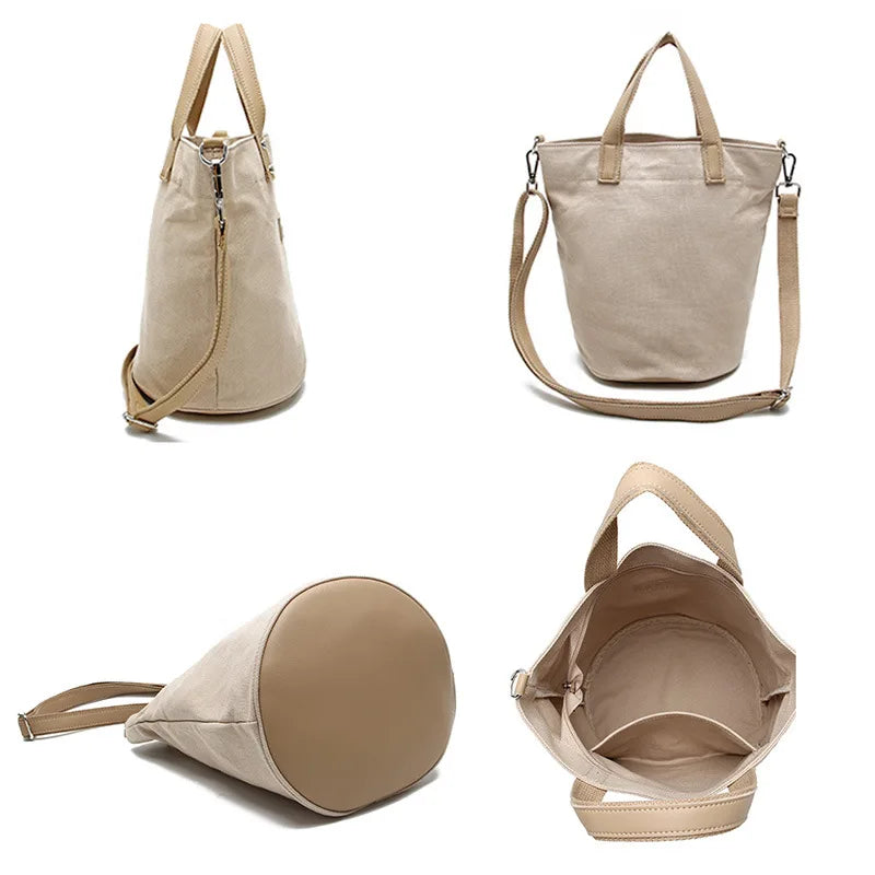 Canvas Bucket Bag Large Capacity Single Shoulder Messenger Bag