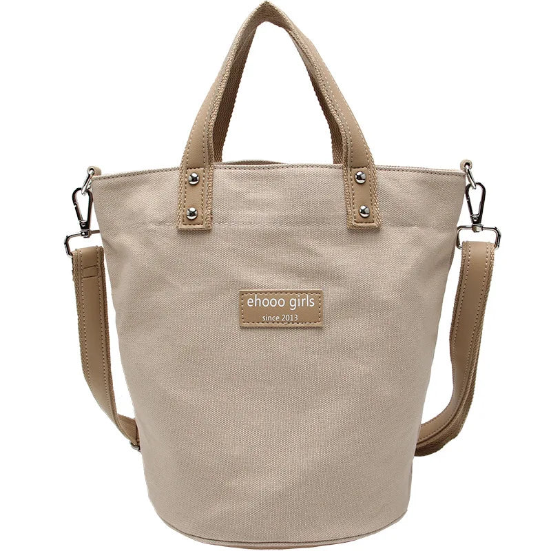 Canvas Bucket Bag Large Capacity Single Shoulder Messenger Bag