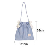 Drawstring Shoulder Bag Large Capacity Nylon Girl Shopping Tote Bag
