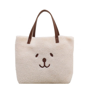 Cartoon Embroidered Cashmere Winter Plush Handbag
