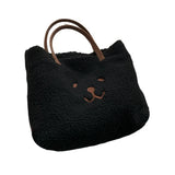 Cartoon Embroidered Cashmere Winter Plush Handbag