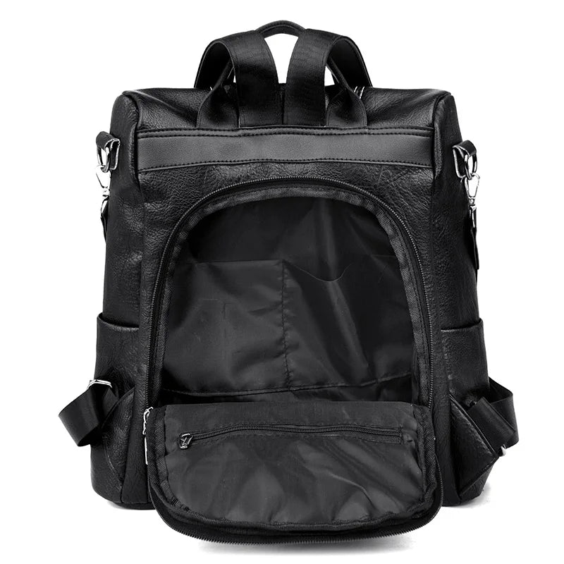 Women's Large PU Leather Backpack Schoolbag Shoulder Bag for Girls