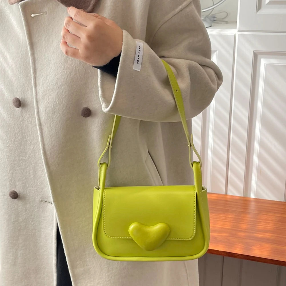 Women's PU Leather Love Clasp Tote Bag Shoulder Underarm Shopper Purse Clutch
