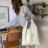 Cartoon Pattern Print Beige Canvas Tote Bag