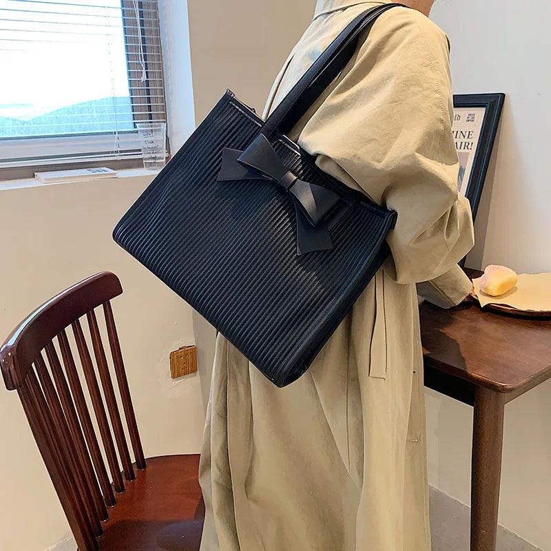Casual Bow Shoulder Bag Large Capacity for Women