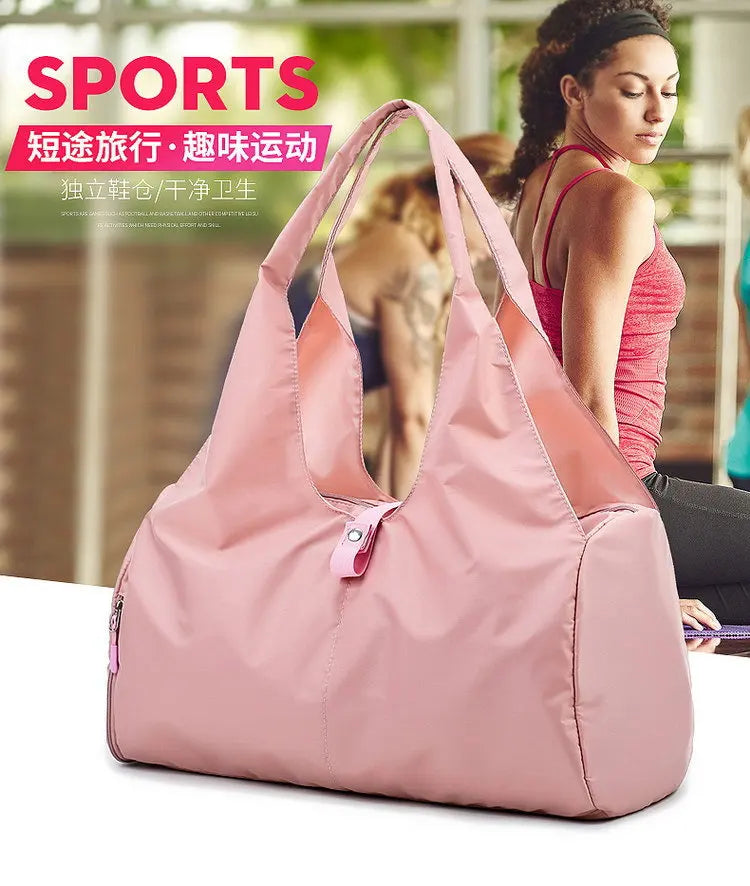 Women's Travel Bag with Shoe Organizer and Storage - Weekender Gym Duffle