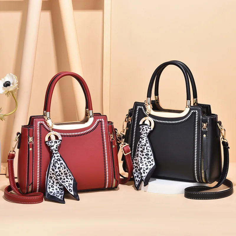 Leather Women's Shoulder Bag Top-Handle Tote Handbag