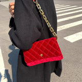 Velvet Chain Handbag Girls Purse Small Bag Women