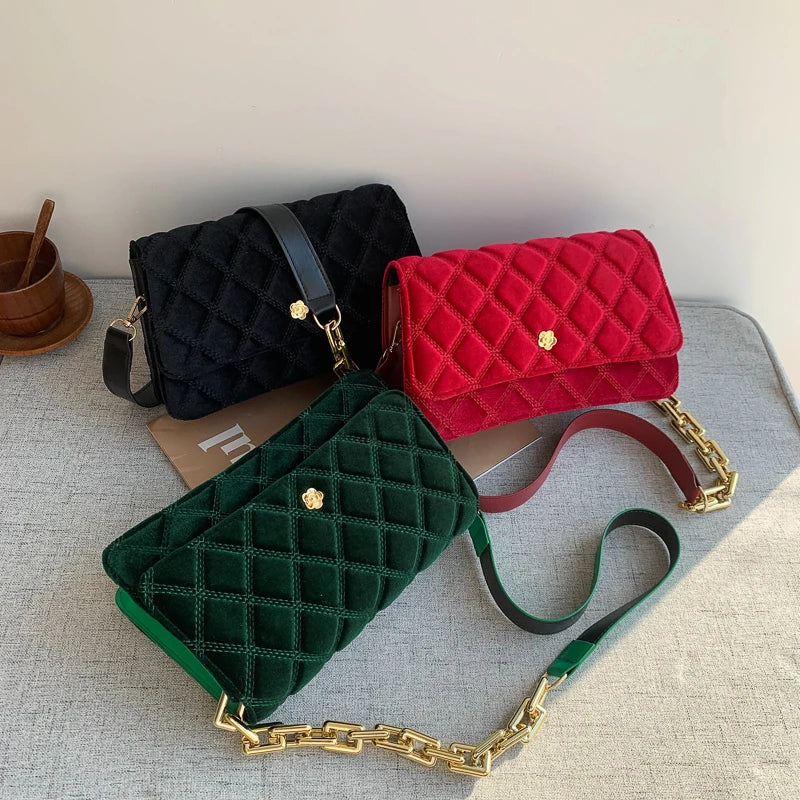 Velvet Chain Handbag Girls Purse Small Bag Women