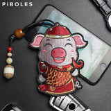 Leather Key Holder Pig Smart Key Chain Pull-Type Housekeeper Keys Ring