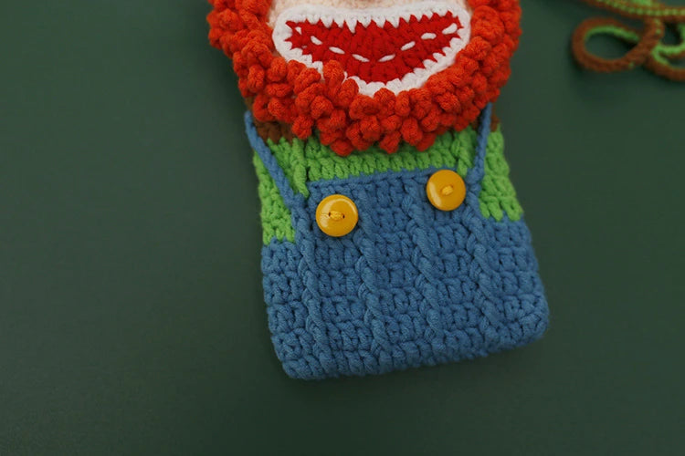 Female Clown Knitted Pouch Crossbody Bag Girl Casual Side Sling Shoulder Bag