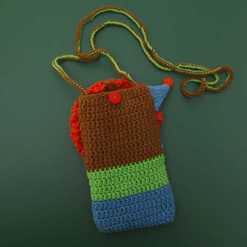 Female Clown Knitted Pouch Crossbody Bag Girl Casual Side Sling Shoulder Bag