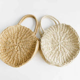 Rattan Woven Round Handbag Vintage Retro Straw Knitted Messenger Bag