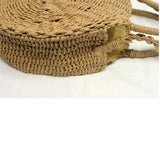 Rattan Woven Round Handbag Vintage Retro Straw Knitted Messenger Bag