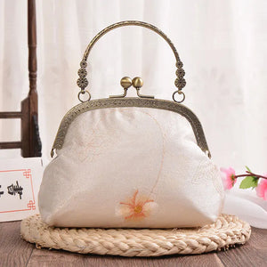 Vintage Floral Embroidery Clasp Handbag Chain Messenger Bag
