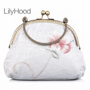 Vintage Floral Embroidery Clasp Handbag Chain Messenger Bag