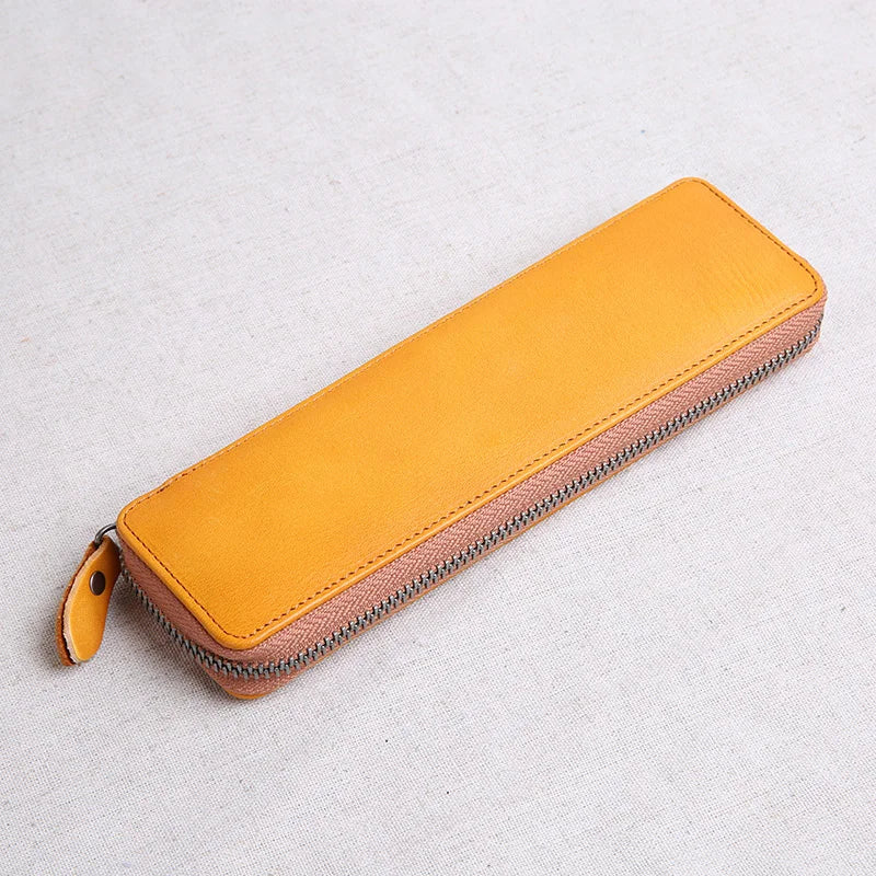 Cowhide Leather Pencil Case Retro Small Tool Bag