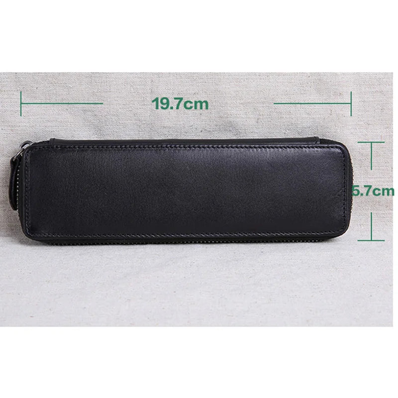 Cowhide Leather Pencil Case Retro Small Tool Bag
