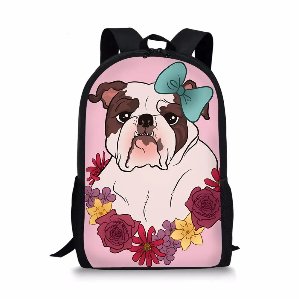 Bulldogs Prints Kids School Backpack