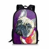 Bulldog Print Kids School Backpack for Boys