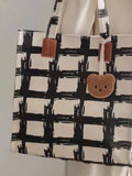 Harajuku Spring High-end Geometric Pattern Large-capacity Canvas Tote Bag