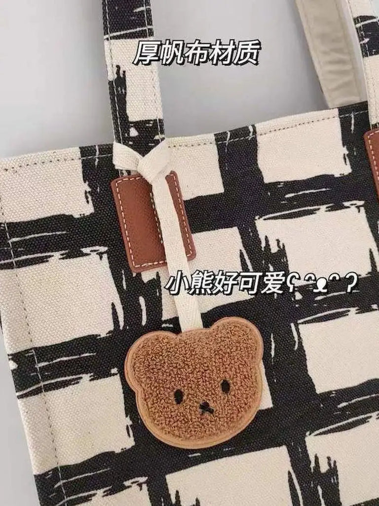 Harajuku Spring High-end Geometric Pattern Large-capacity Canvas Tote Bag