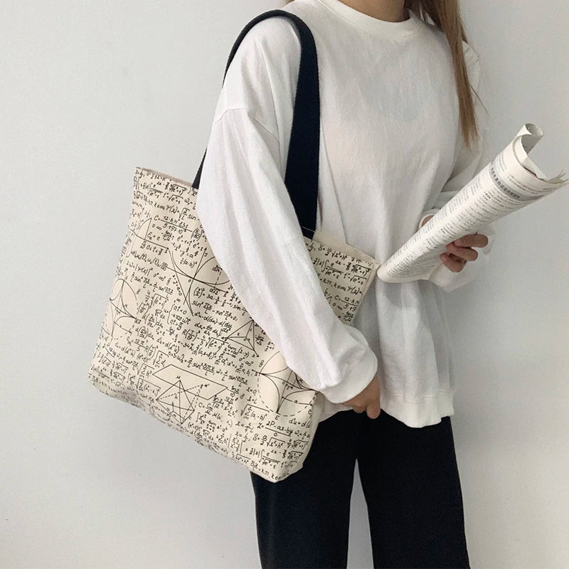 Harajuku Canvas Shoulder Bags Women Underarm Students School Large Capacity