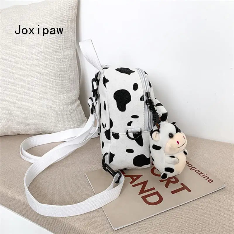 Harajuku Cow Pattern Mini Backpack for Women