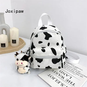 Harajuku Cow Pattern Mini Backpack for Women
