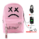 Harajuku Lil Peep Pink Backpack for School Teenagers Girls Student