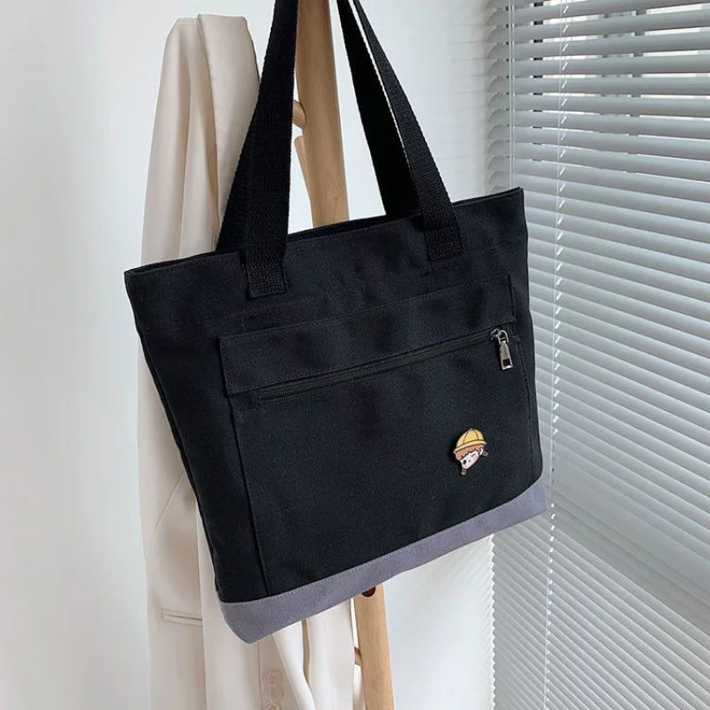 Harajuku Retro Canvas Shoulder Bags Large Capacity Casual Totes