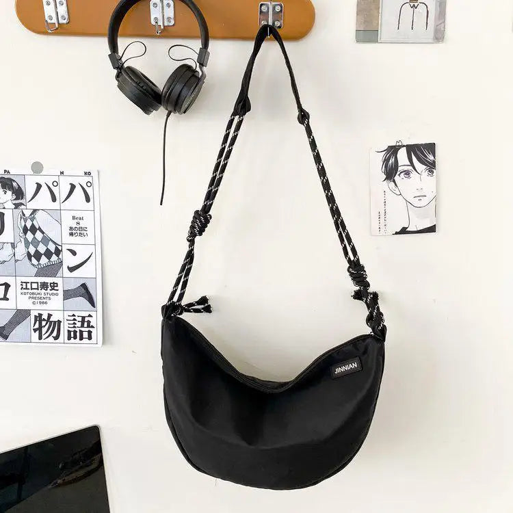 Harajuku Solid Nylon Handbag Streetwear Shoulder Messenger Satchel Bag Crossbody