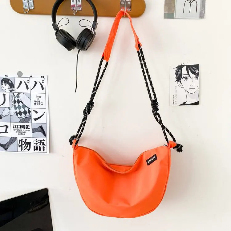 Harajuku Solid Nylon Handbag Streetwear Shoulder Messenger Satchel Bag Crossbody