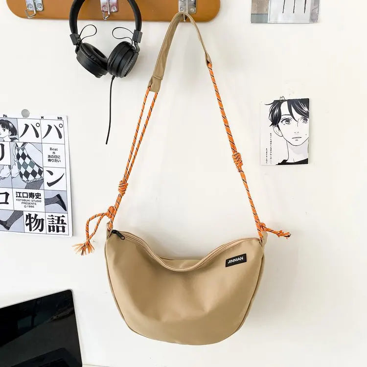 Harajuku Solid Nylon Handbag Streetwear Shoulder Messenger Satchel Bag Crossbody