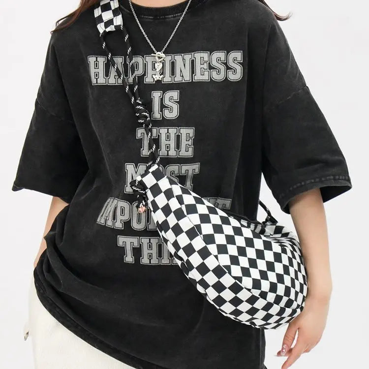 Harajuku Solid Nylon Handbag Streetwear Shoulder Messenger Satchel Bag Crossbody