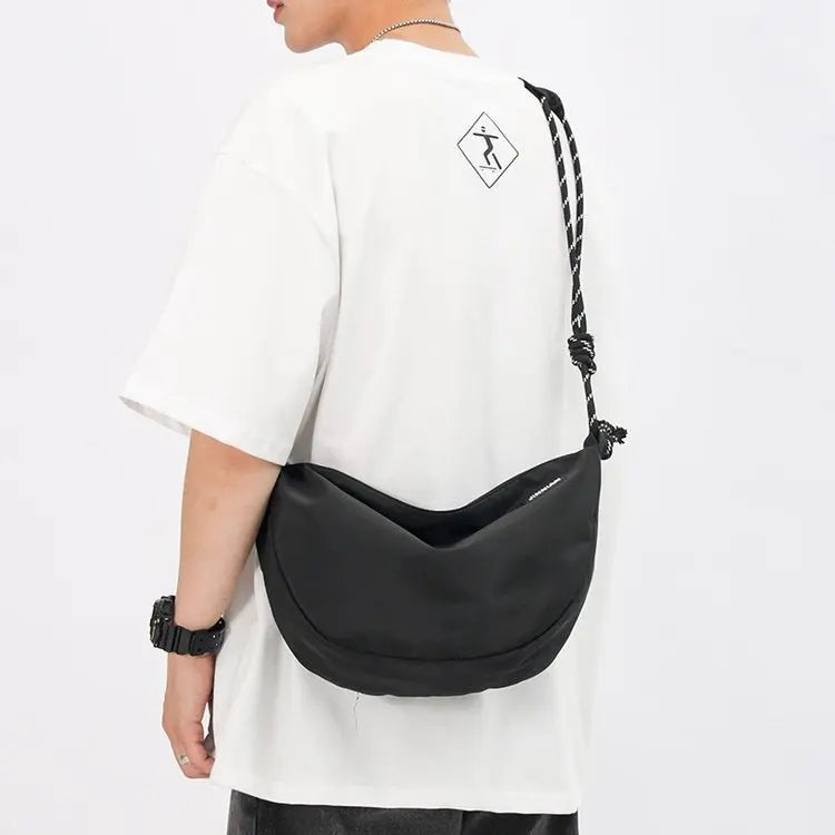 Harajuku Solid Nylon Handbag Streetwear Shoulder Messenger Satchel Bag Crossbody