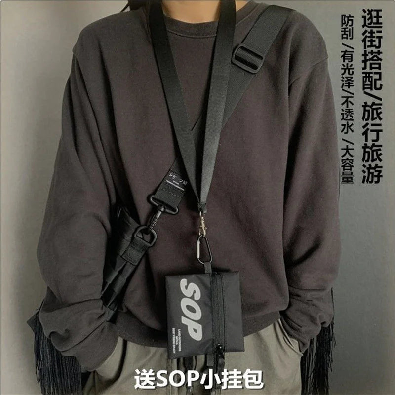 Harajuku Techwear Nylon Bucket Sling Man Gothic Crossbody Bags Fanny Pack