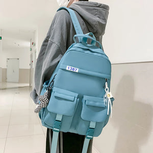 Harajuku Women Backpacks Waterproof Multi-Pocket Nylon Backpack for Teenager