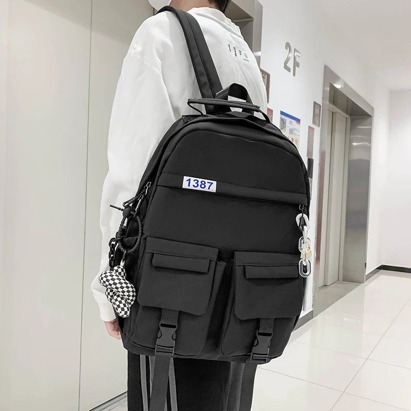 Harajuku Women Backpacks Waterproof Multi-Pocket Nylon Backpack for Teenager