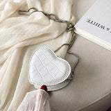 Heart Mini Crossbody Bag Stone Pattern Chain Shoulder Bag