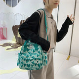 Heart Print Backpacks Women Sweet Nylon High Street All-match