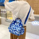 Heart Print Backpacks Women Sweet Nylon High Street All-match