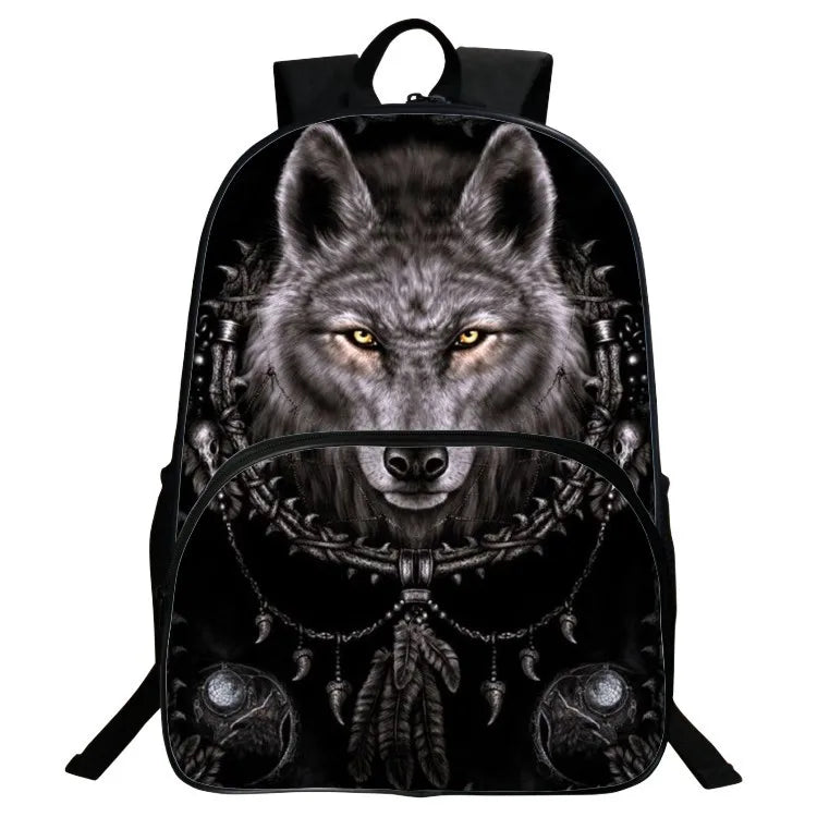 3D Print Wolf Animal School Backpack for Boys and Girls