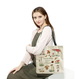 Cartoon Mushroom Print Handbag High Capacity Travel Beach Shoulder Bag