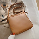 High Capacity PU Leather Crossbody Bags For Women Casual Bucket Bags